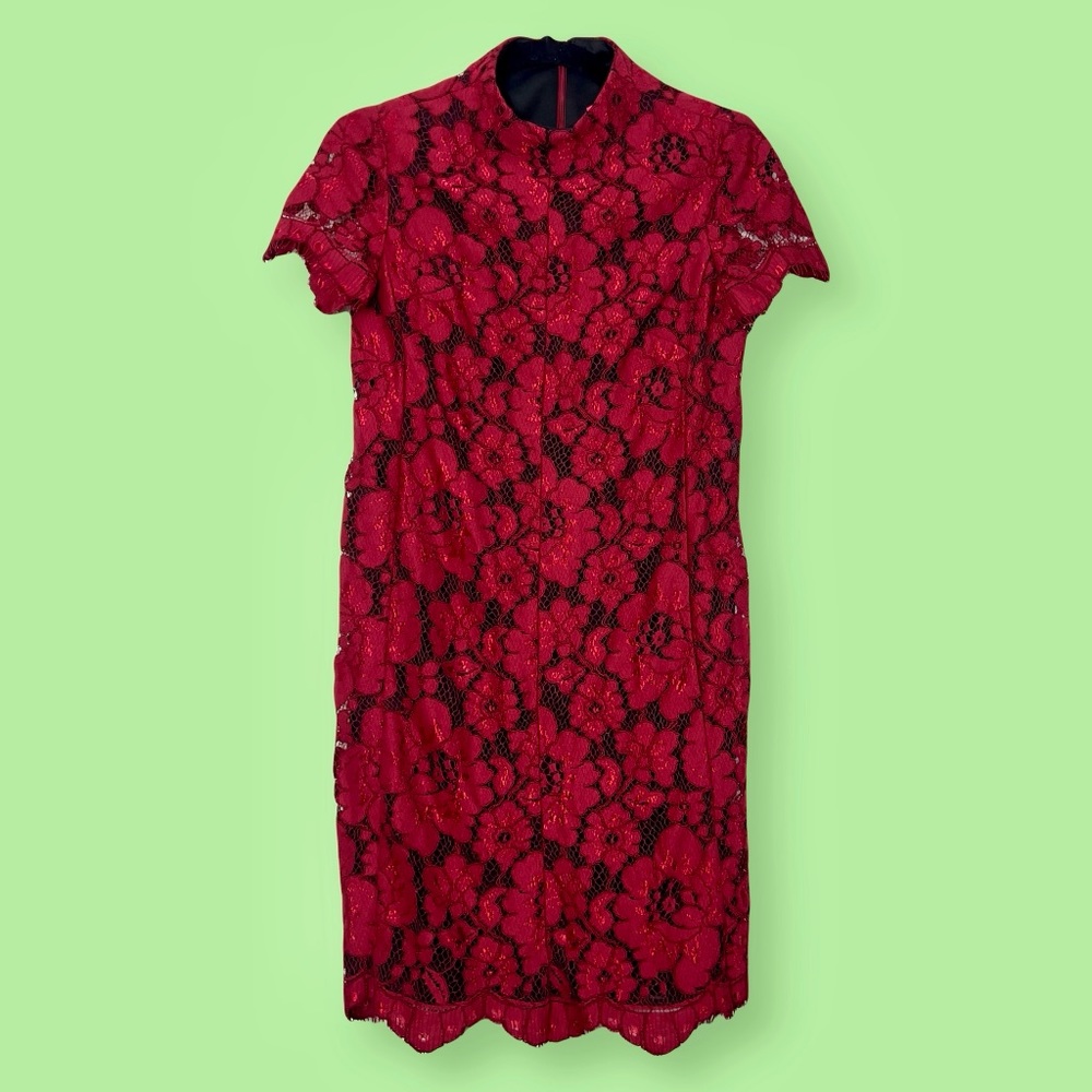 Betsey Johnson red / black lace mini dress